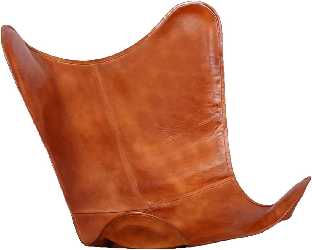 TUZECH Living Room Chairs - Butterfly Chair Brown - Handmade Genuine Leather Cover (Only Cover)