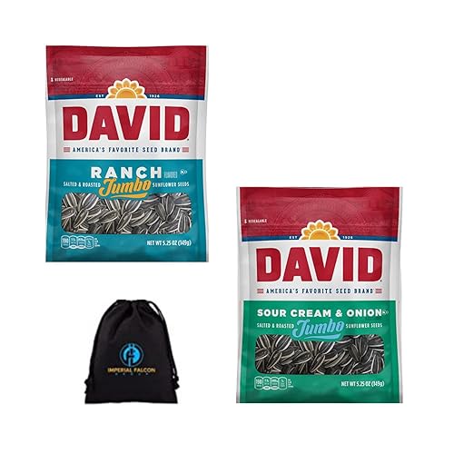 David Sunflower Seeds Jumbo - Paquete de 2 con bolsa de transporte Imperial Falcon (ranchocrema agria y cebolla)