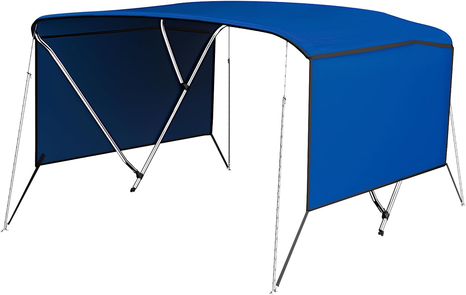 TROPOW 3 Bow Bimini Top Cover for Boat, 6' L x 46" H x 67"-72" W Boat Canopy with 1 Inch Aluminum Frame, Durable Marine Grade Canvas, Includes 2 Removable Side Curtains, 4 Adjustable Windproof Ropes