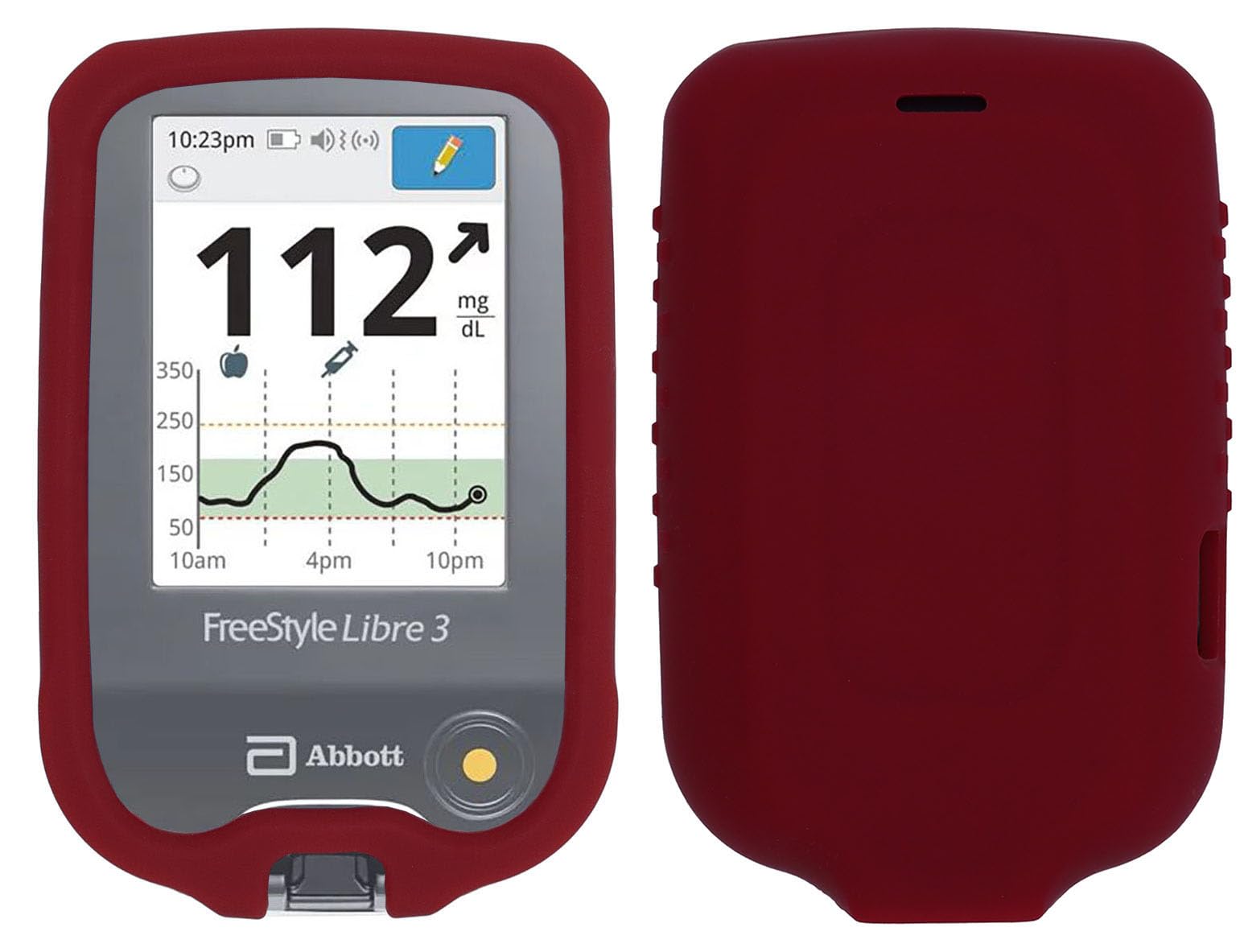 Premium Silicone Protective Cover Set ((Screen Protector +Lanyard + Lanyard Patch) for Freestyle Libre 3 / Freestyle Libre 2/14 Day (Continuous Glucose Monitor) (RED)