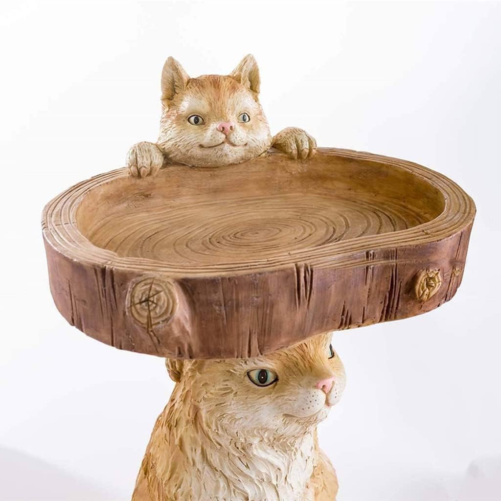Resin Vertical Outdoor Bird Bath Bowl, Resin Cat Bird Feeder，Garden Design Decorative Ornament