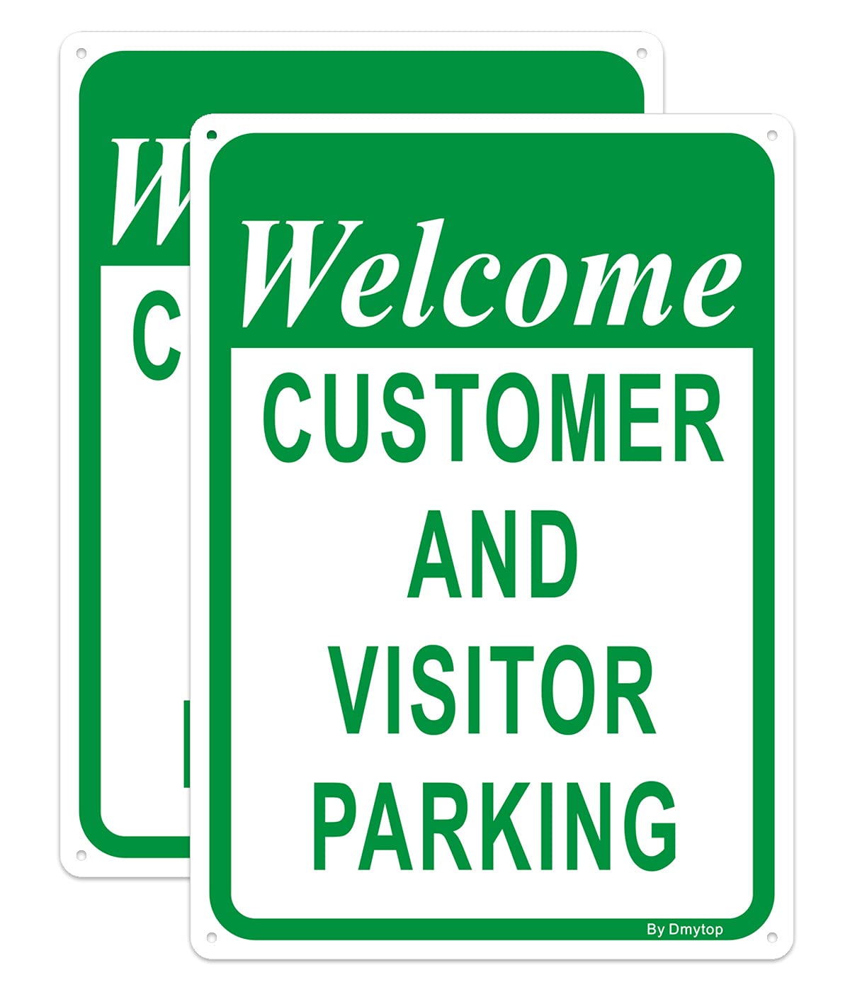 2 Pack Parking Sign, Welcome Customer and Visitor Only Signs, 14 x 10 Inches Rust Free Aluminum, UV Protected, Weather Resistant, Durable Ink, Easy to