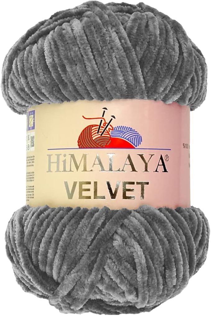 Himalaya Velvet Super Chunky Yarn - Soft Bulky Chenille Yarn for Knitting & Crochet Each 100g Skein Perfect for Clothing Blankets & Accessories (90020 Grey)
