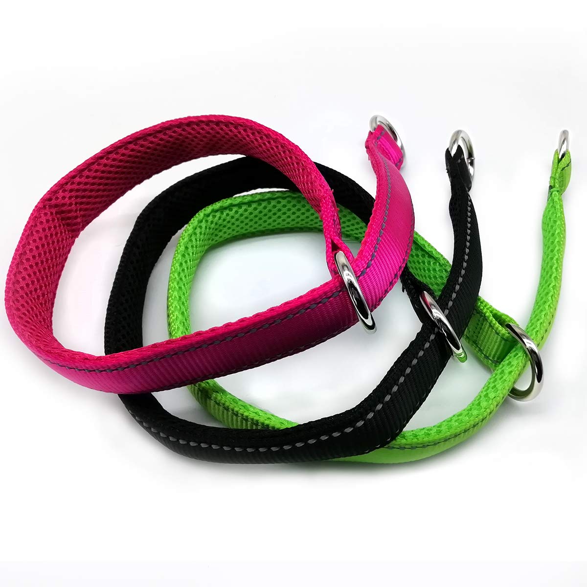MycicyReflective Dog Training Collar, Soft Nylon Slip Choke Collar for Dogs in Green 22", Wide 1"