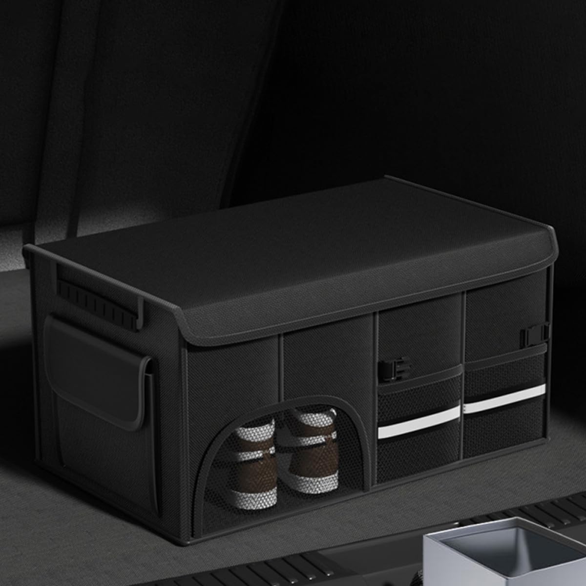 HANABASS Organizador de Maletero de Coche Plegable Grande de Tela Oxford Resistente al Agua, Negro, con Capacidad para 12 Piezas, Adecuado para Suv, Camión y Furgoneta, Almacenamiento
