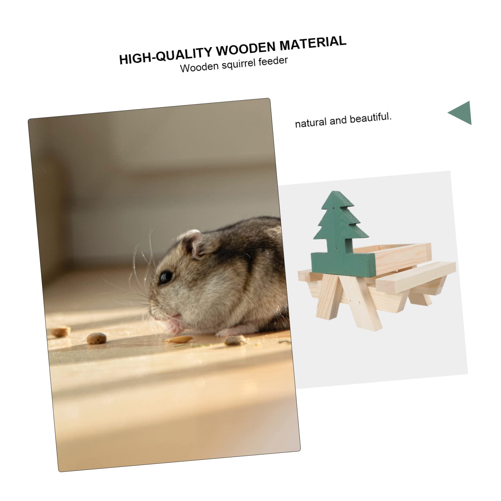 1 Pezzo Mangiatoia per Scoiattoli Rack per Noci e Semi con Panca per Animali Design per Uccelli e Furetti Naturale