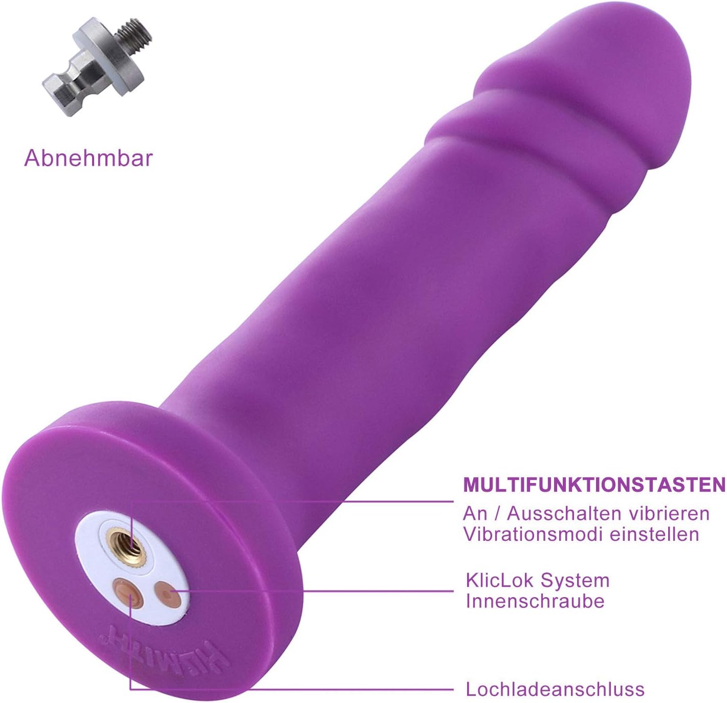 Hismith 6.7”Vibrating Dildo with 3 Speeds + 4 Modes with KlicLok System - Silicone Anal Dildo for Advanced Users - 5.9" Insert-able Length, Max Girth 4.7", Max Diameter 1.38" - Beginner Series