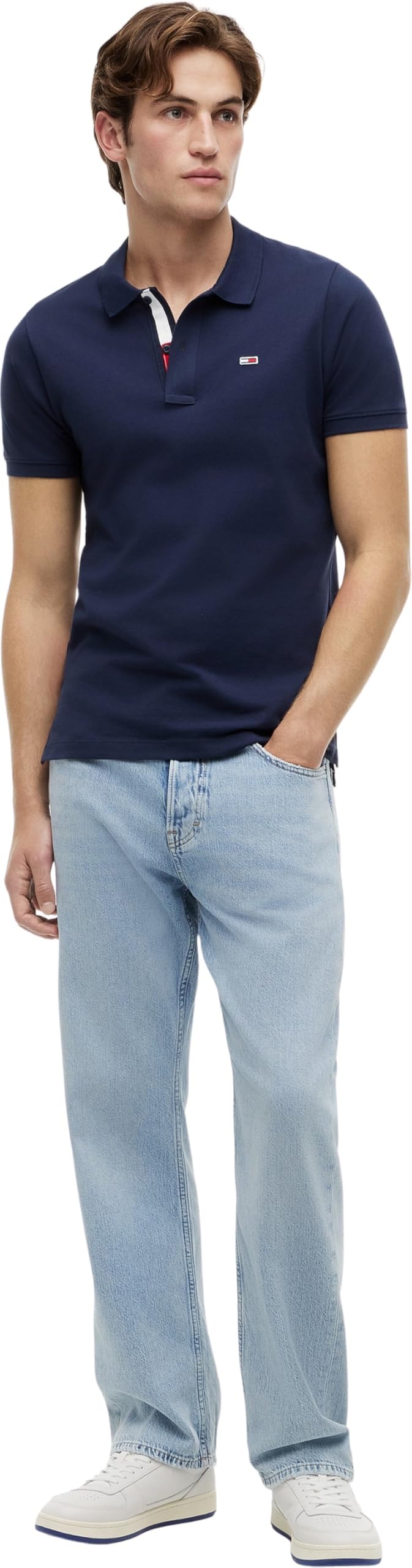Tommy Jeans Polo Slim Placket pol Niebieski