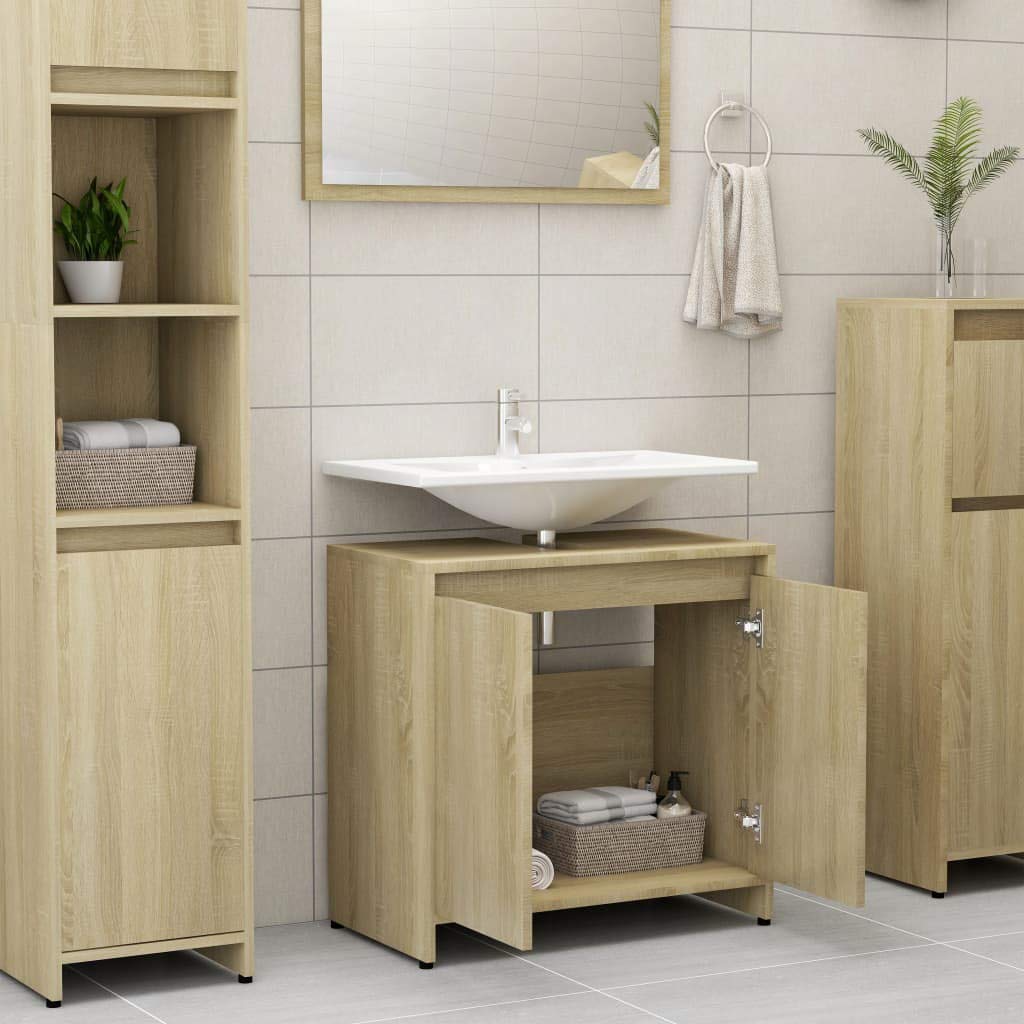 SKM Armoire de Salle de Bain Chêne Sonoma 60x33x58 cm Aggloméré-645