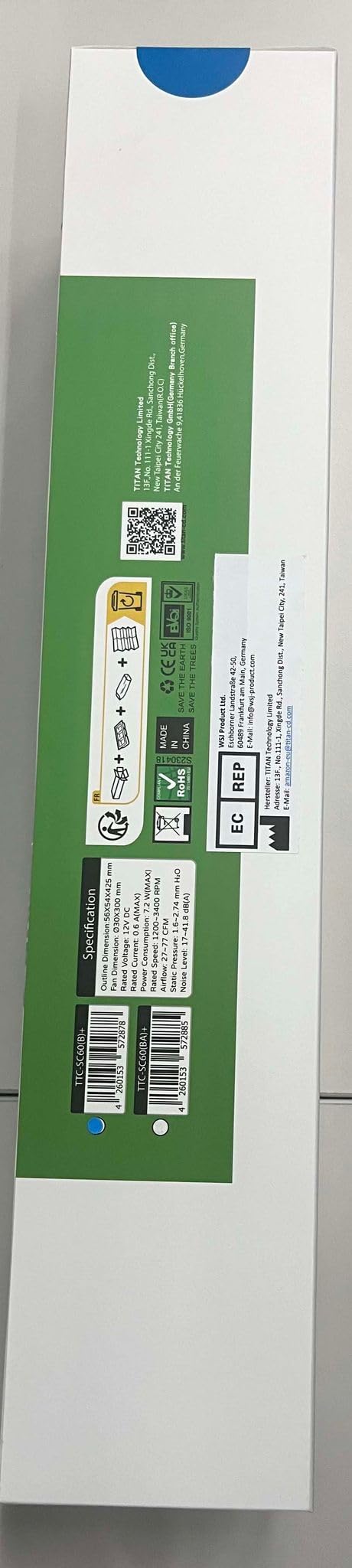 TITAN - Ventilador magnético y portátil IP55 para camping, navegación, cocina y uso doméstico - Compañero esencial para autocaravanas, TTC-SC60(B)