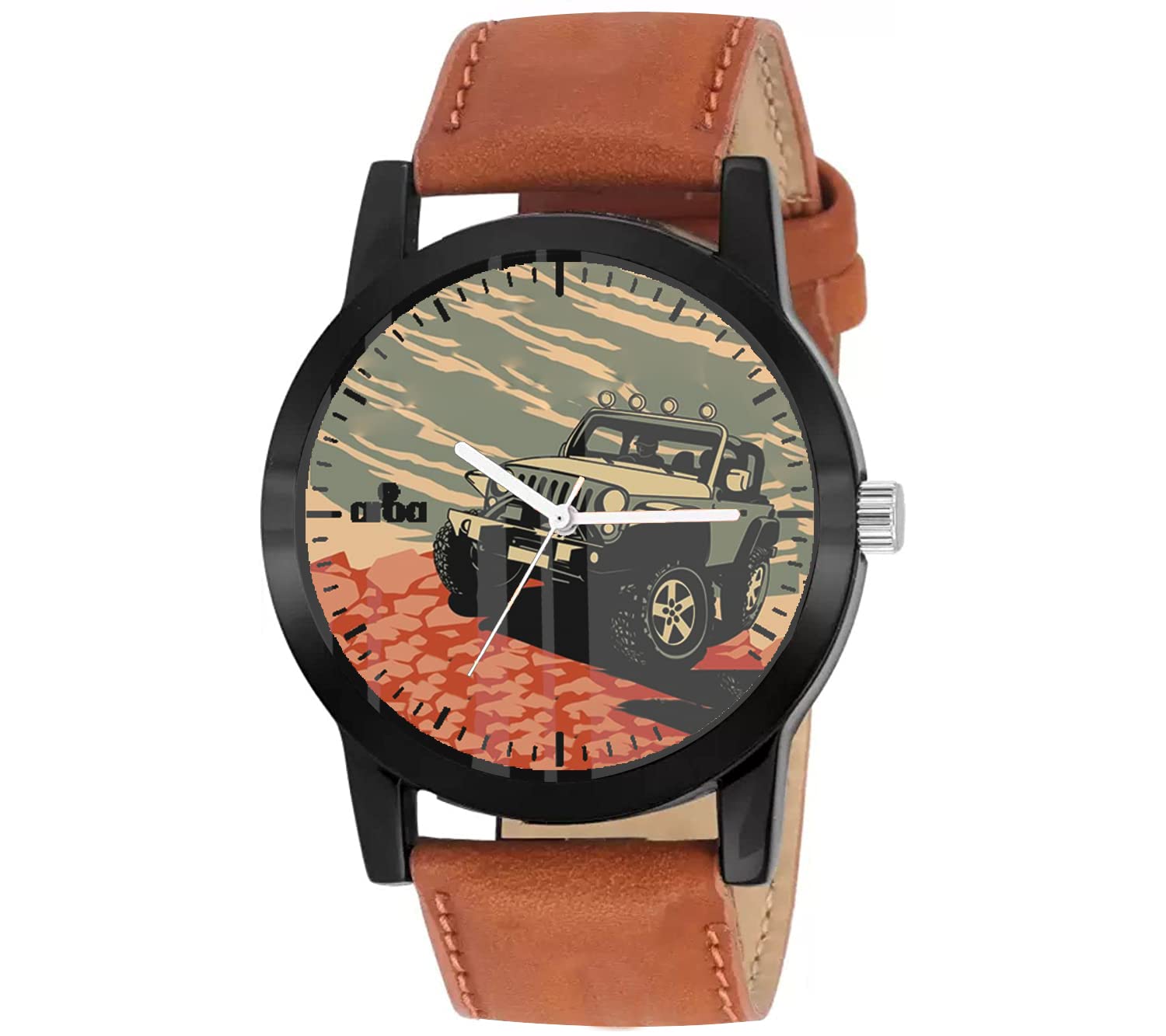 AROA Watch New Watch for Adventure Jeep Vector Art Graphics Black Metal Type Analog Brown Strap Watch Multicolor Dial for Men Stylish Watch for Boys (B0C281TKYZ) Amazon Price History, Amazon Price Tracker