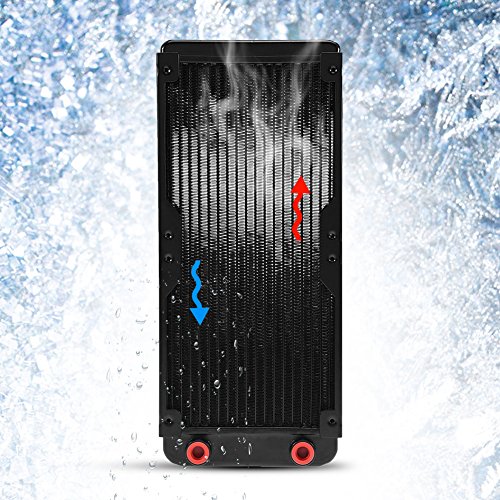 Radiatore in Alluminio 240mm,CPU Radiatore di Raffreddamento 18 Radiatori Piatti Radiatore,Radiatore di Raffreddamento ad Acqua 18 Tubi, Adatto per Computer Sistema di Raffreddamento CPU Nero