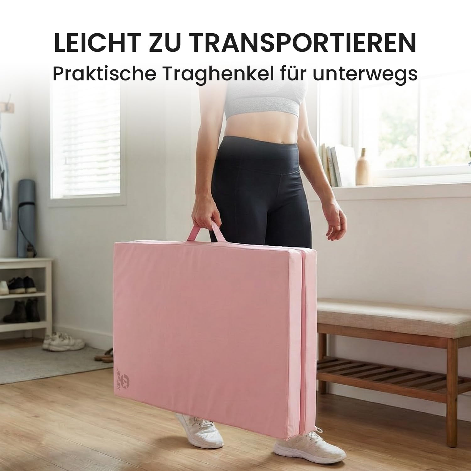 Jeflex – Tappetino pieghevole per pavimenti morbidi e tappetino da ginnastica pieghevole 1 volta, 200 x 70 x 8 cm, prodotto in Germania/tappetino da ginnastica portatile/salvaspazio e tappetino da