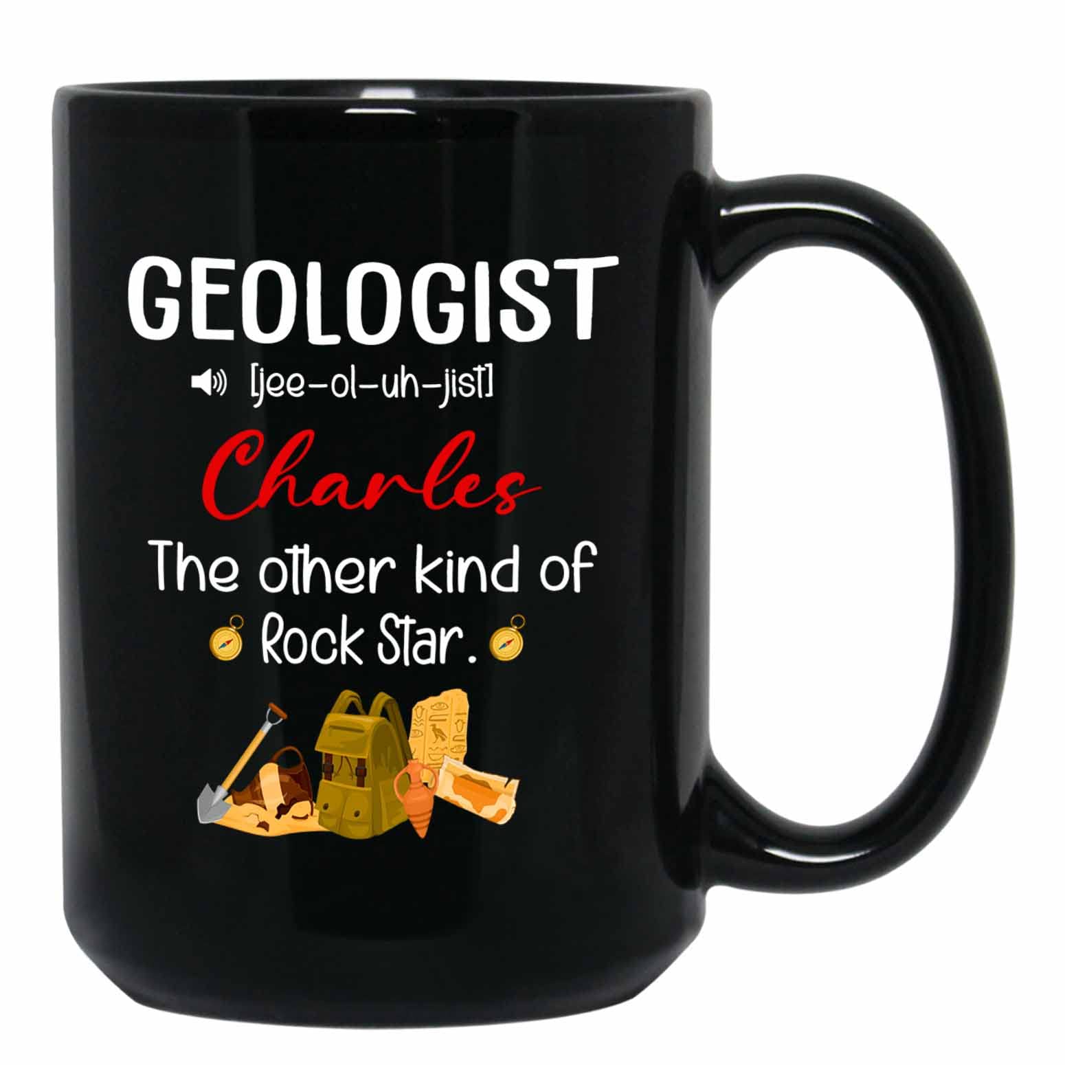 Personalized Geologist Black Coffee Mug Cup 11 Oz 15 Oz, Geologist The Other Kind Of Rock Star Coffee Cup, Custom Geologists Travel Mug With Name,