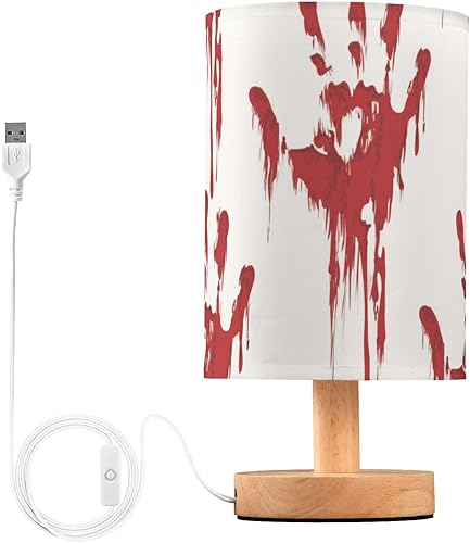 GuoChe Nightstand Lamps Small Table Lamps Aesthetic Red Bloody Hand Table Lamp for Girls Dresser lámparas de mesa para
