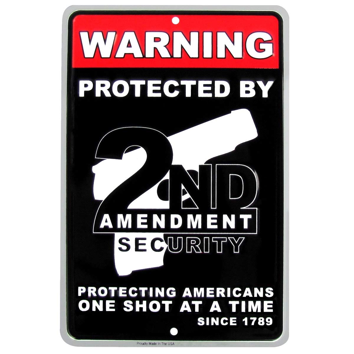 TG LLC Home Warning Protected by 2 ND Metal Amendment Security Sign Gun Straight Wall Decoration