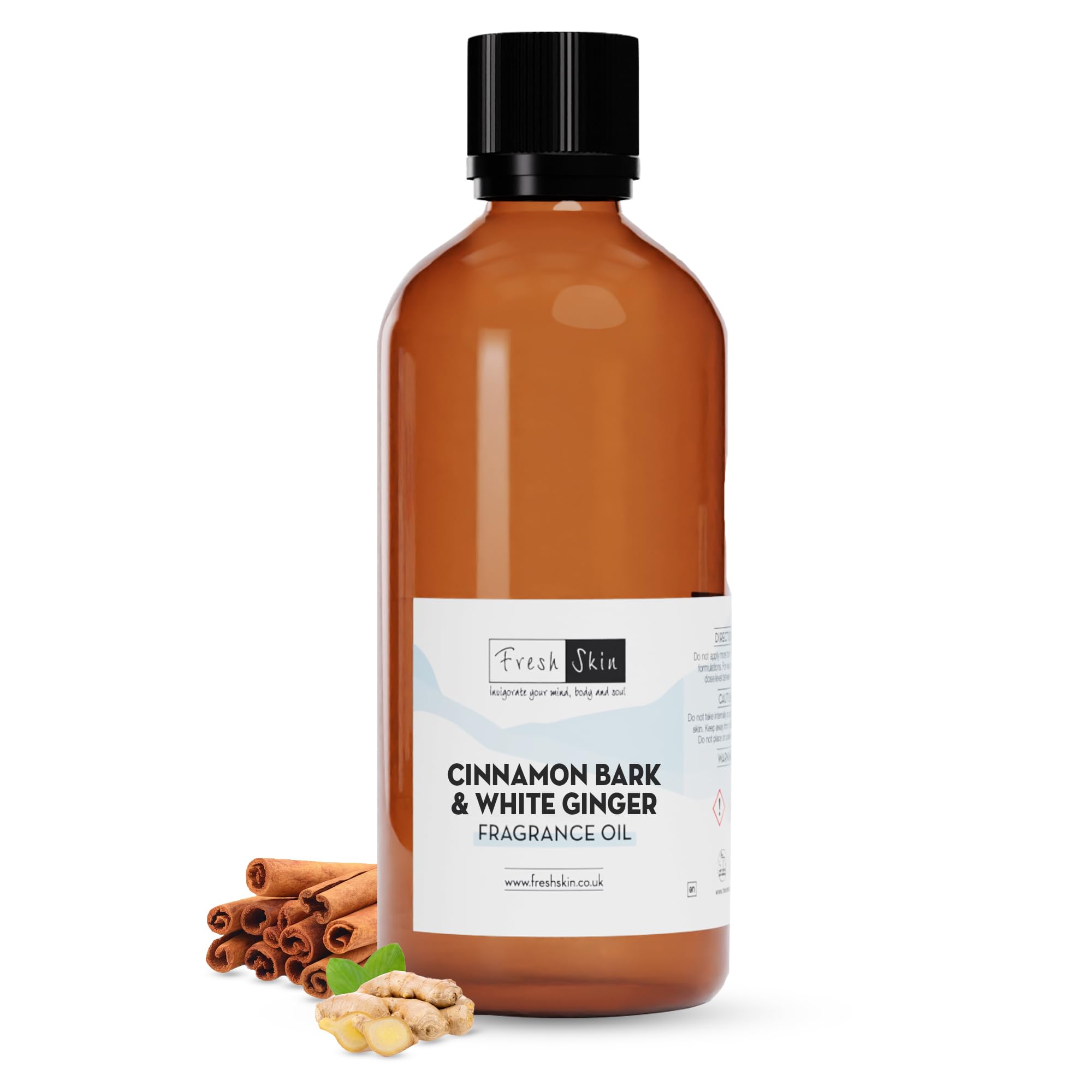Freshskin Beauty LTD | Cinnamon Bark & White Ginger Fragrance Oil 100ml - Candles, Bath Bombs, Soap Making, Reed Diffusers & Wax Melts - Cosmetic Grade - Vegan Friendly โ image 1
