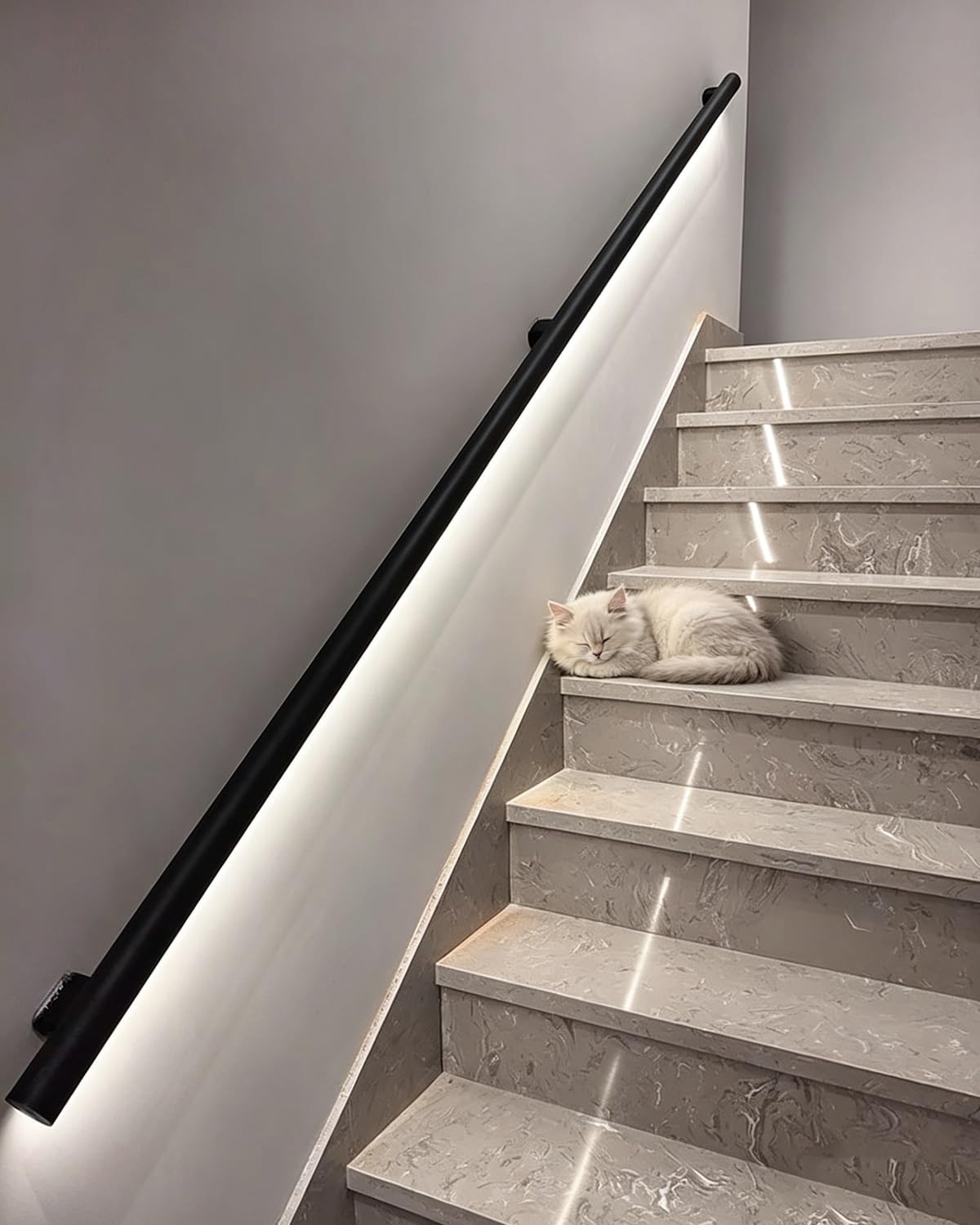 Round Stairway Railing Led Motion Sensor Light Handrails for Indoor Stairs