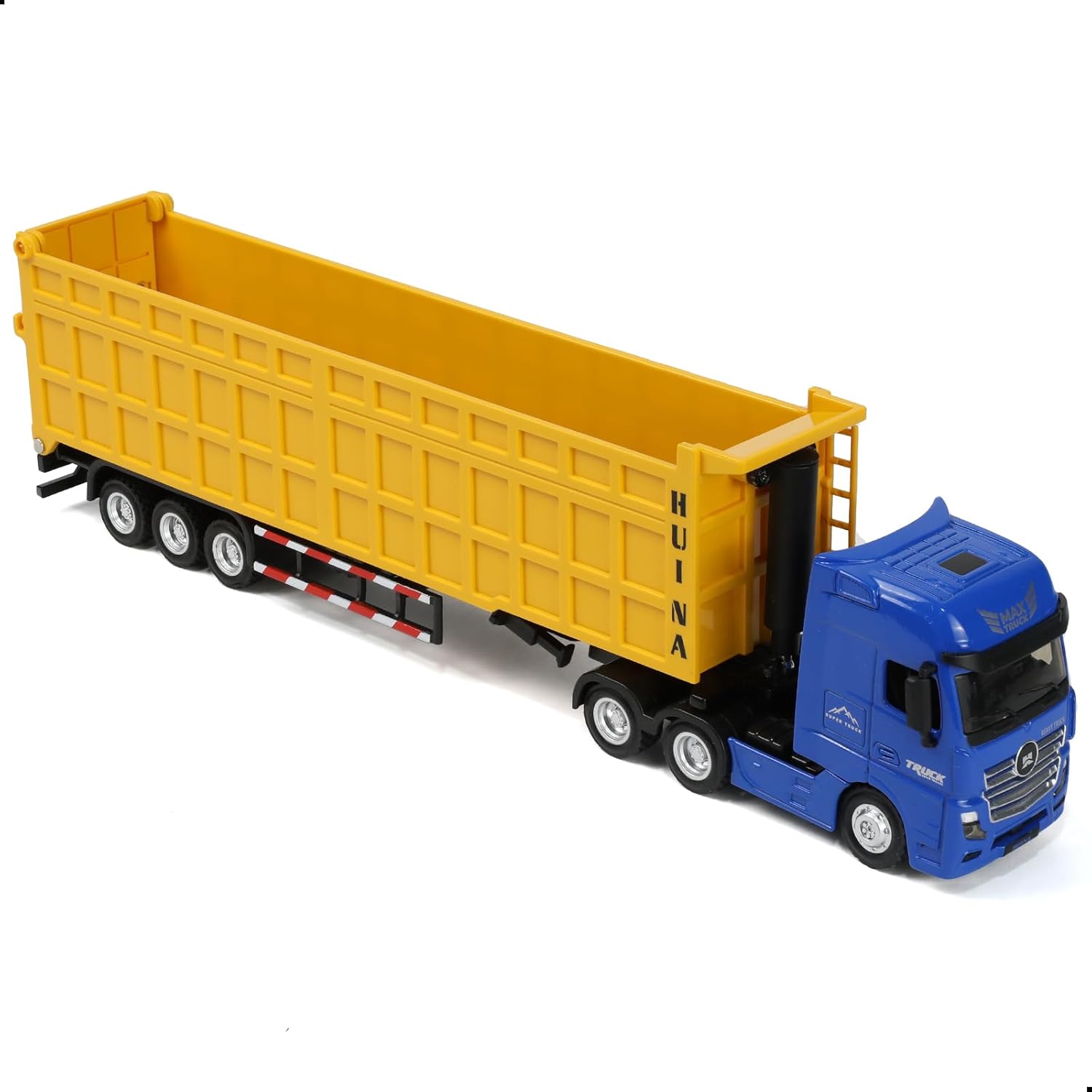 Semi Truck Box Trailer Toy, Large 1/50 for MAX Diecast Transport Trucks Model, Metal Carrier Semi Truck and Trailer Gifts for Boys Adult Model Car Collector -BlueYellow