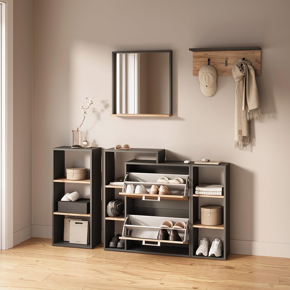 Livinity Appendiabiti da parete Ortello Antracite/Rovere dorato 60x21.6 cm