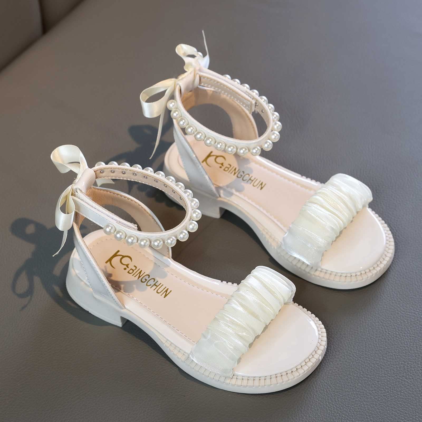 YHQZNLXQ ły dziewczę Generisch Open Toe Pasek na kostce Buty wyjściowe Wesele dla małych dzieci Princess Shoes Maluch niemowlęcy