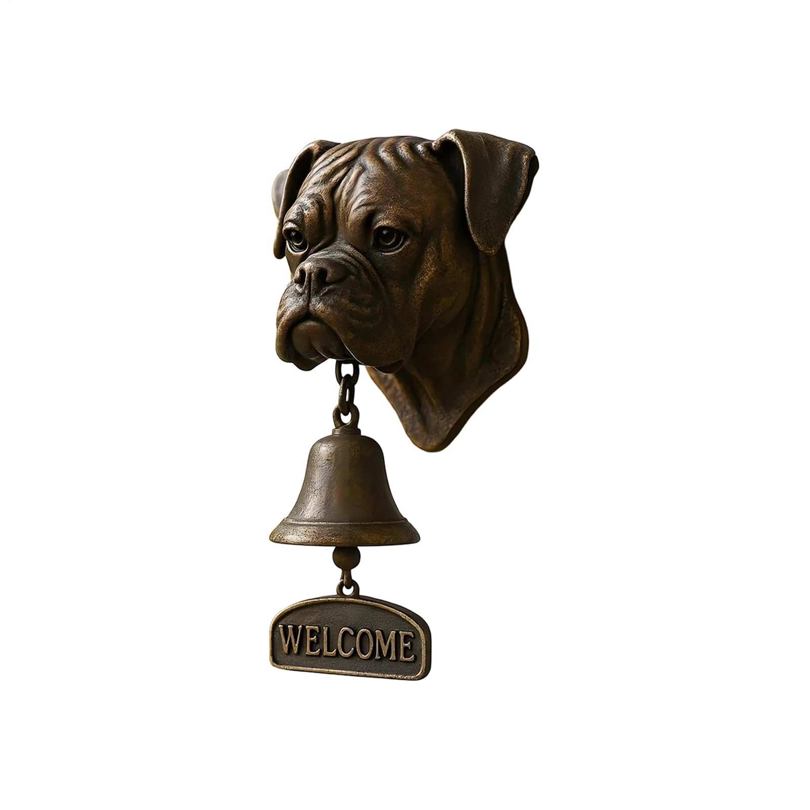 Cloche de dîner tête de chien en fonte vintage pour jardin
