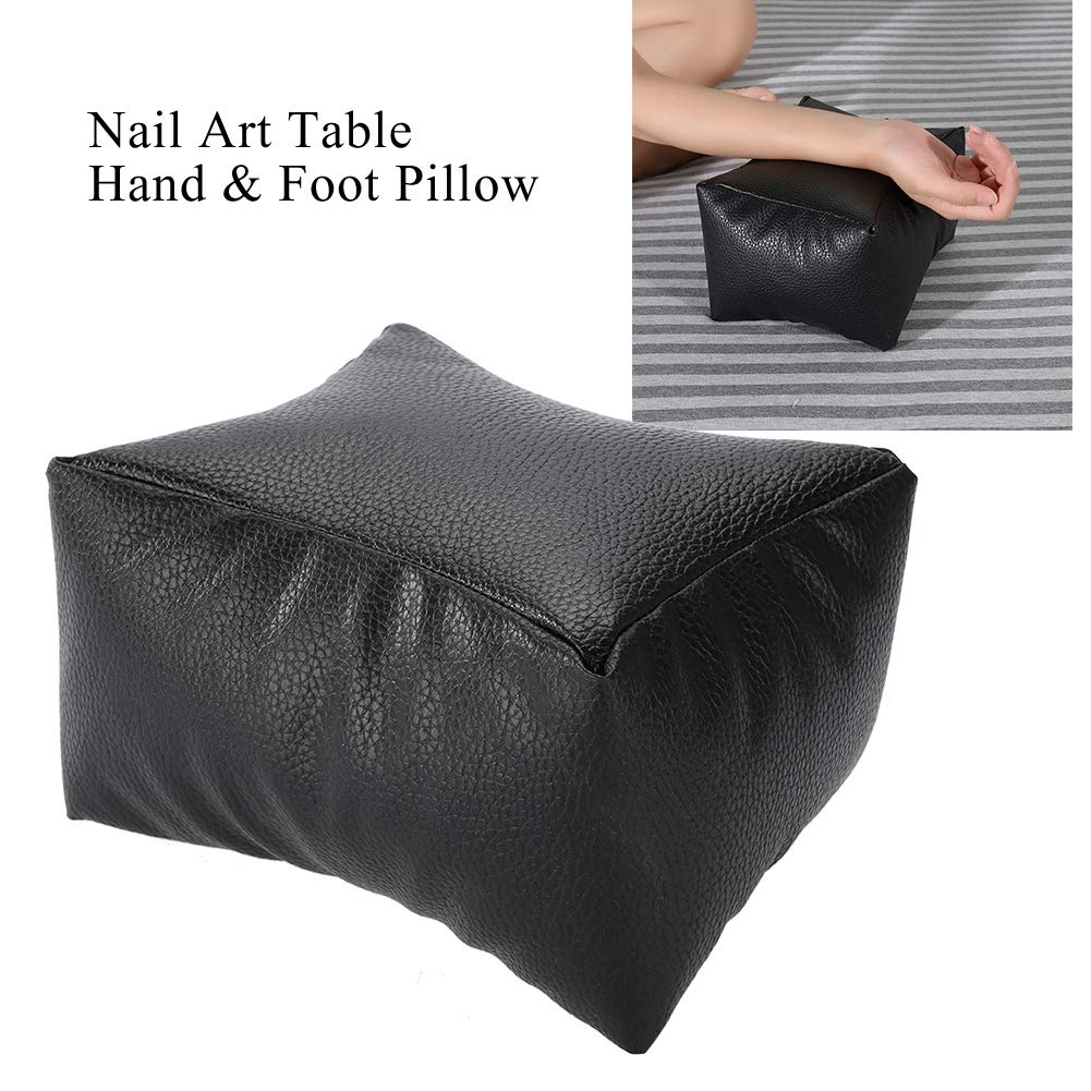 Lyrlody Hand and Foot Support Pillow for Nail Art Soft PU Cushion for Manicure Pedicure Black, 20x16.5x13.5cm - Image 4