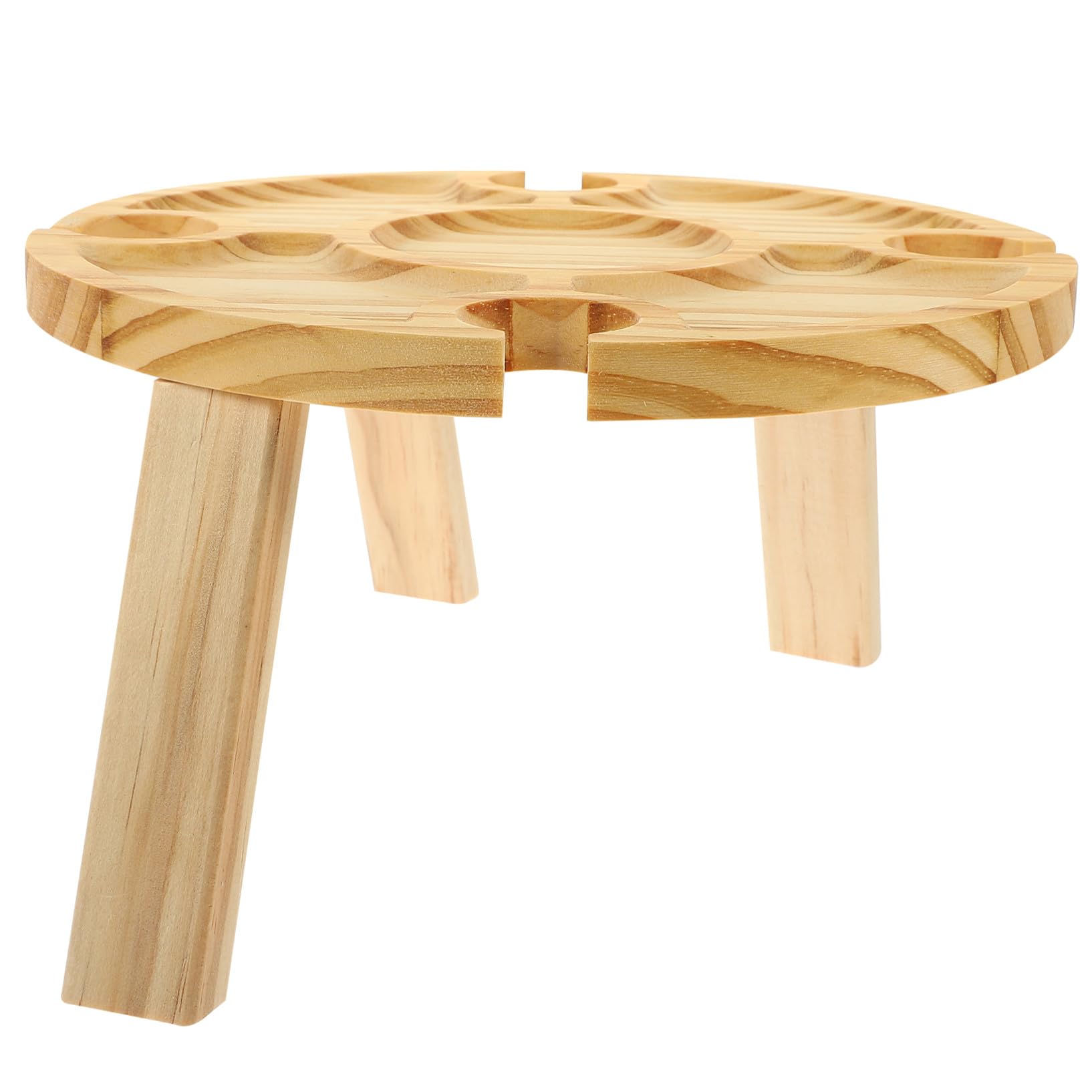 Table pliante bois extérieur avec support vin et rangement fruits