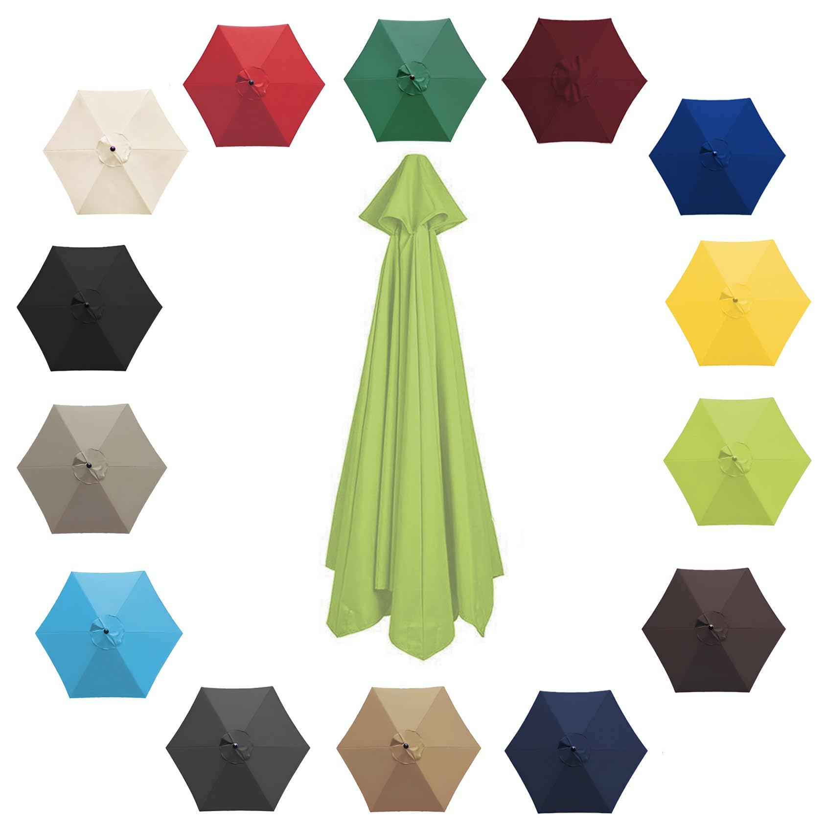 200cm 2.7m 300cm Umbrella Replacement Parasol Canopy, Garden Parasol Canopy Cover For Patio Sun Umbrella, 6 Arms/8 Arms Replacement Parasol Cover, Market Table Umbrella Replacement Top(Color:Grass gre