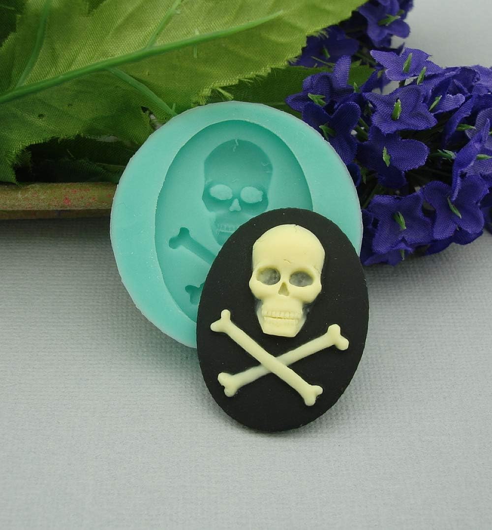Findings Stop Brand Silicon Mold Skull and Bones Flexible for Crafts, Jewelry, Resin, Scrapbooking, Polymer Clay