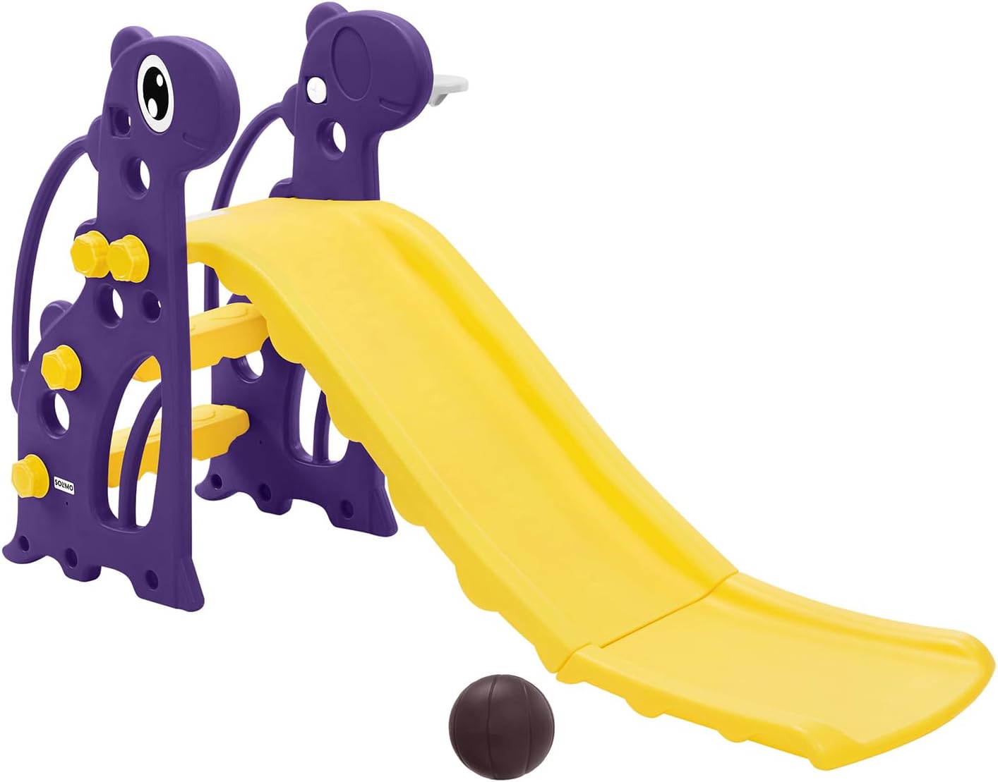Amazon Brand - Solimo Modern Super Slide with Basketball for Indoor & Outdoor Use | Safe & Fun | Ideal for Boys & Girls | Toy for Kids | Easy Assembly | Suitable for Age 24M-4Y, Multicolor