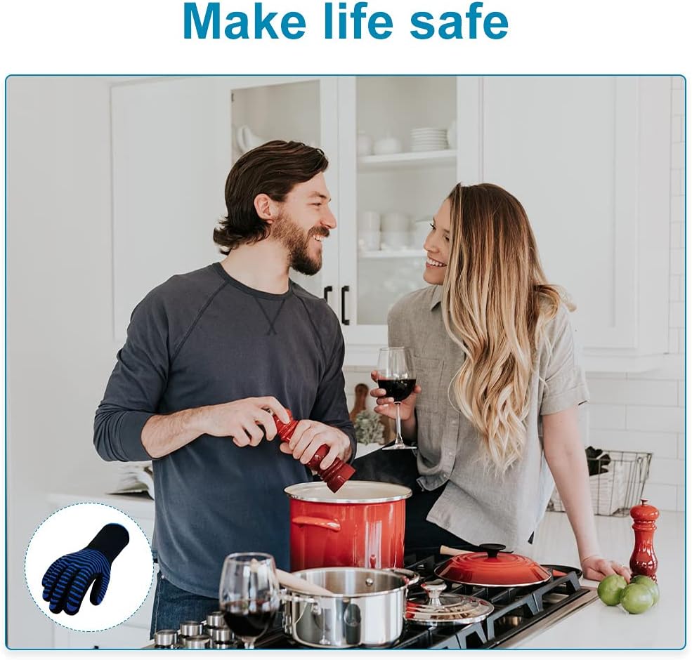 ivolks BBQ Gloves 932°F Heat Resistant Barbecue Cooking for Non-Slip Oven Gloves for Barbecue Baking Cooking Cutting Grilling Outdoors : Patio, Lawn & Garden