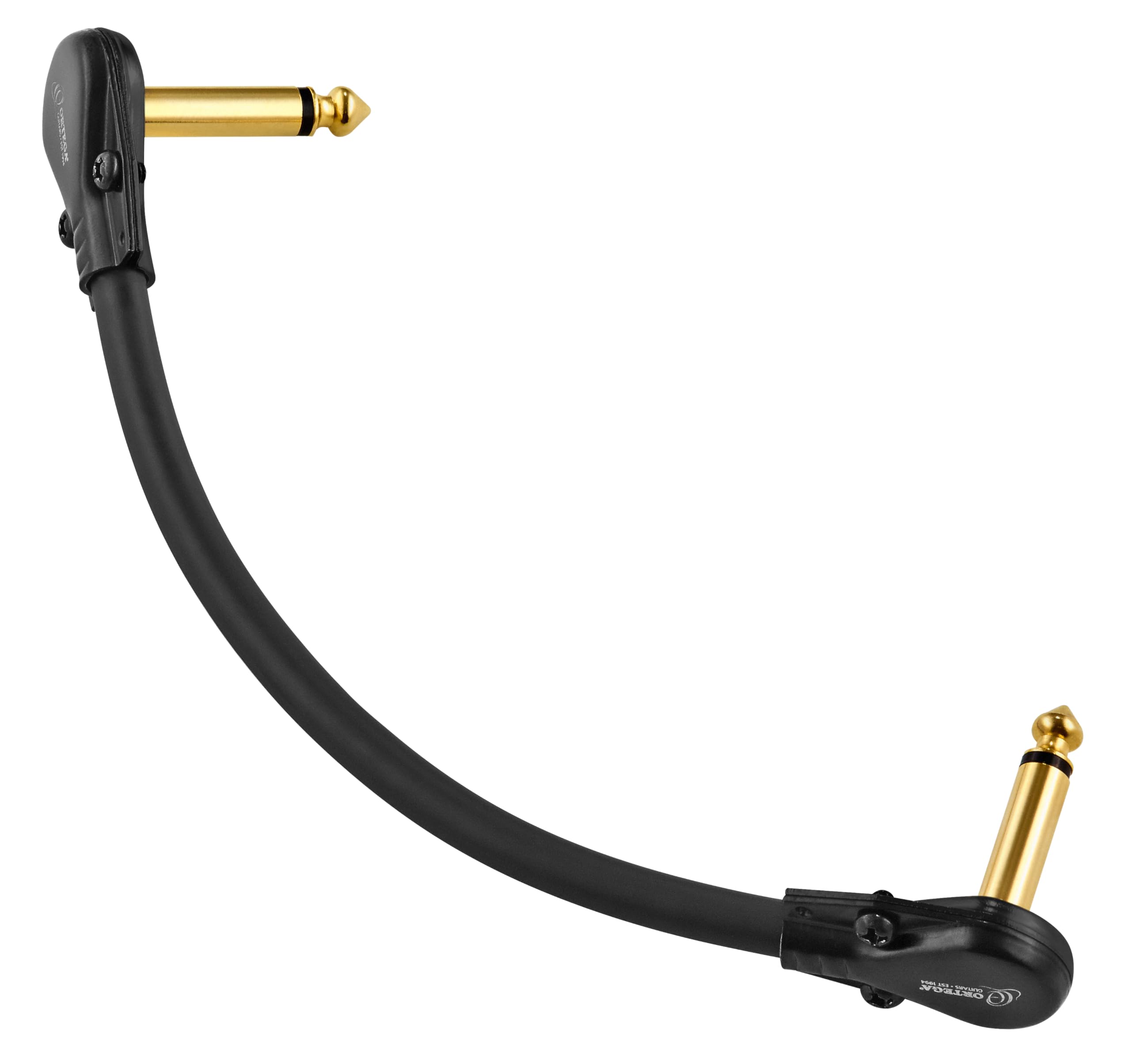 Ortega Guitars Display Box Cable - 20 Stück Patch Instrumentenkabel - Set - Länge 13 cm - Gewinkelt - Mantel aus Kunststoff, Schwarz (PU20-OTCPA-04)