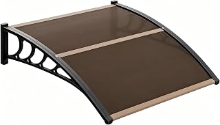 Aptliton Vordach 120x95x26 cm Braun, Türüberdachung aus braun getönter 5mm Polycarbonat-Platte, witterungsfestes Pultvordach, idealer Sonnen- und Regenschutz für Hauseingang und Terrasse