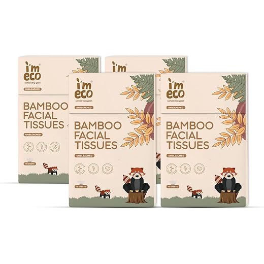 IMECO Bamboo Pocket Tissues Pack of 4, 40 Pulls
