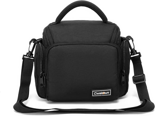 Cwatcun Camera Bag, Single Shoulder Camera Bag, Sling Crossbody Compact Camera Bag Case Compatible for Canon Nikon Sony SLR DSLR Mirrorless Cameras and Lenses Waterproof Camera Bag Black Small