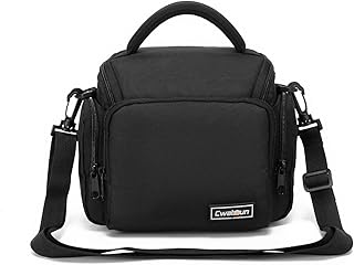 Cwatcun Camera Bag, Single Shoulder Camera Bag, Sling Crossbody Compact Camera Bag Case Compatible for Canon Nikon Sony SLR DSLR Mirrorless Cameras and Lenses Water Resistant Camera Bag Black Small