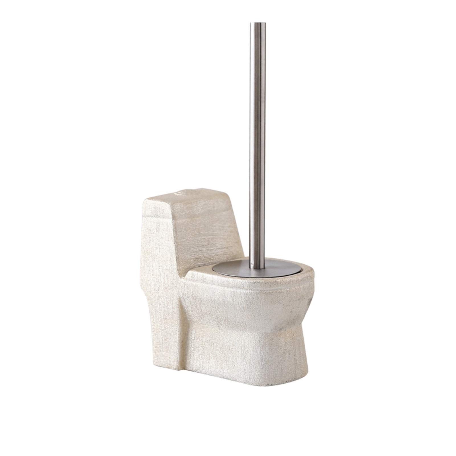 Simpatico Set di scopino e Supporto per WC - Scopino per WC con Base in Ceramica con Manico Lungo per riporlo Facilmente, Strumento di Pulizia del Bagno salvaspazio (Colore: A)