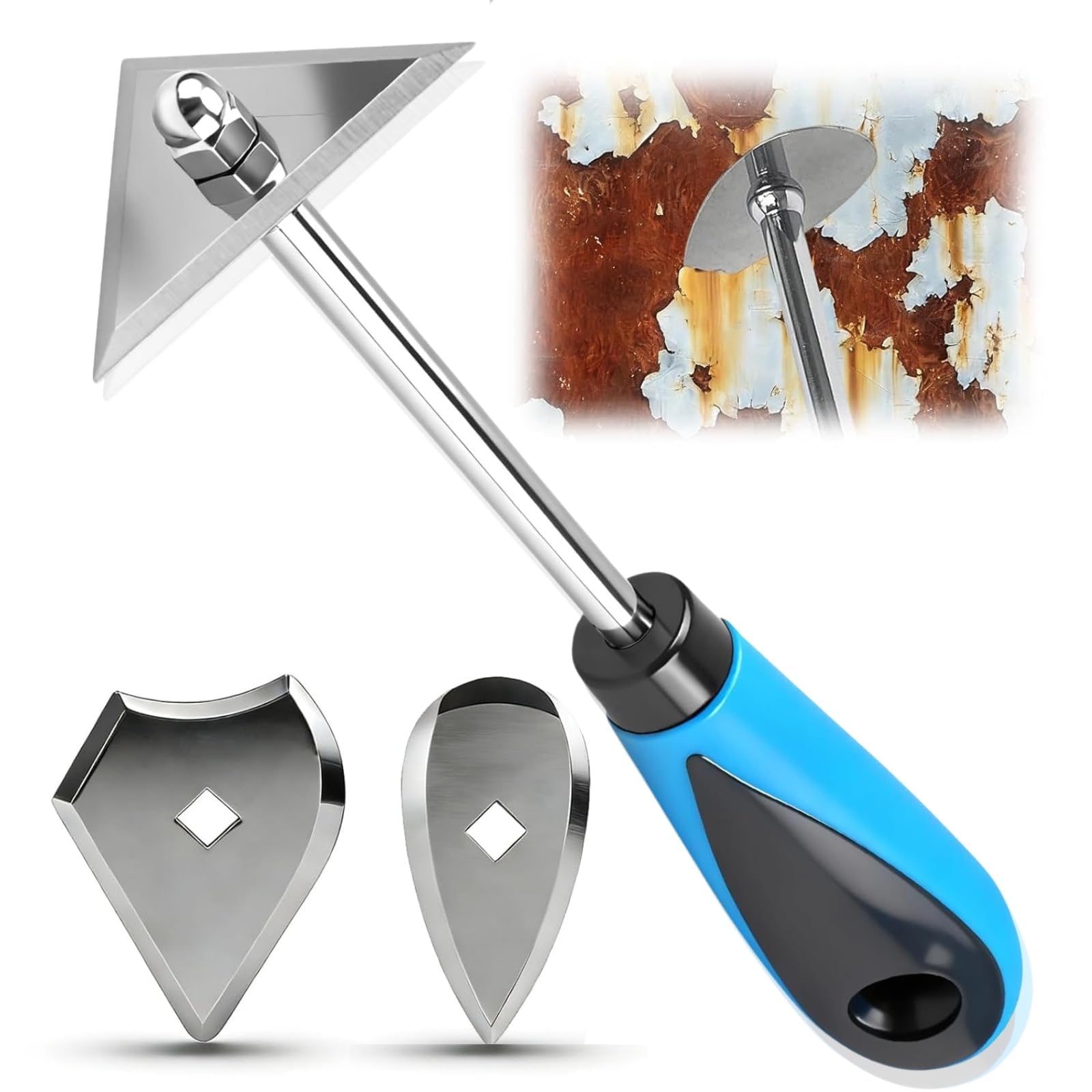 Paint Scraper Tool Set, 3-in-1 Shave Hook Scraper with Stainless Steel Blades (Triangle + Combination + Heart), Professional Paint Stripper & Wood Scraper for Home Renovation, Woodworking & DIY