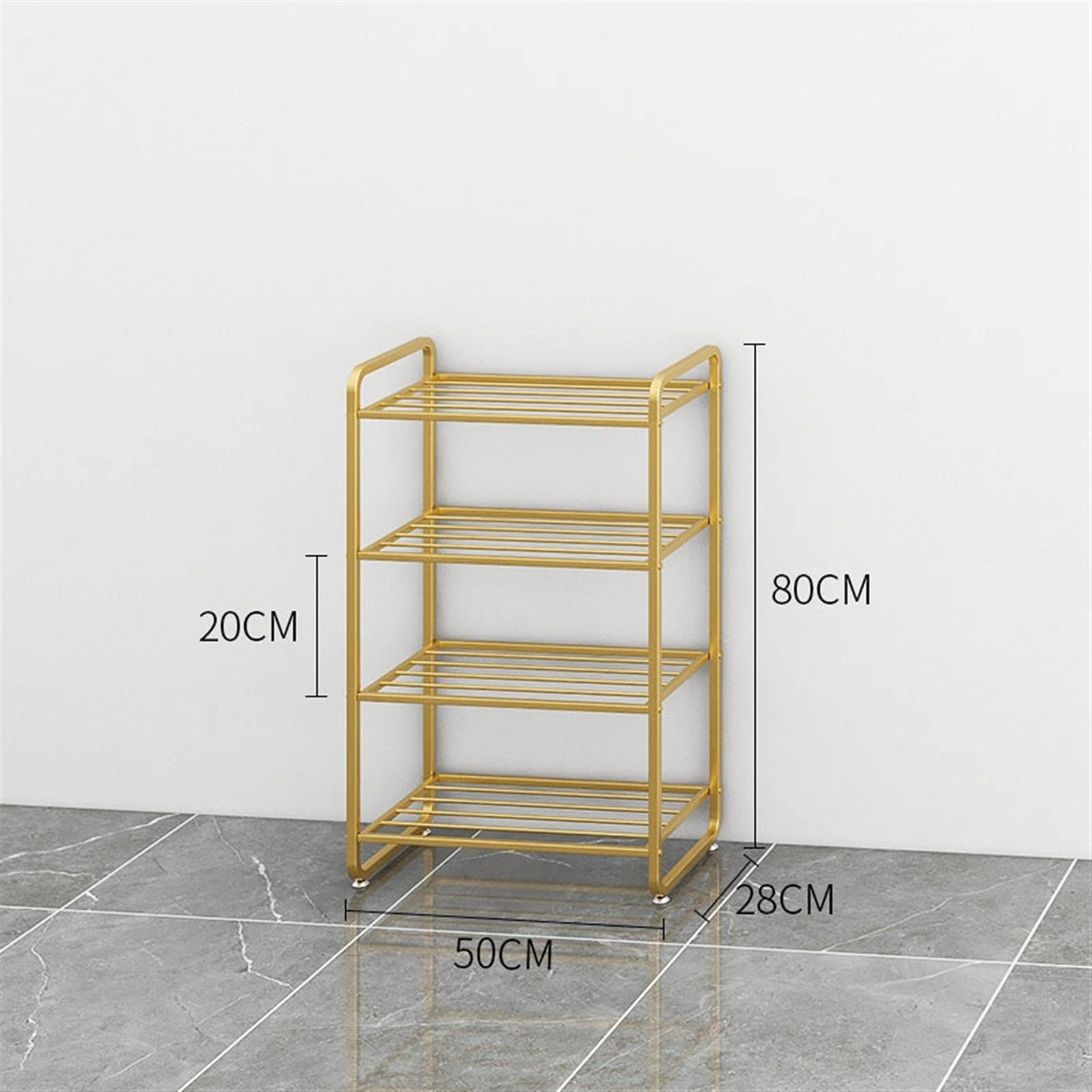 Stilvolles Schuhregal aus goldenem Metall – Organizer und Halter für Kleiderschrank, Eingangsbereich, Garderobe, Schlafzimmer – platzsparende Aufbewahrungslösung für Schuhe.