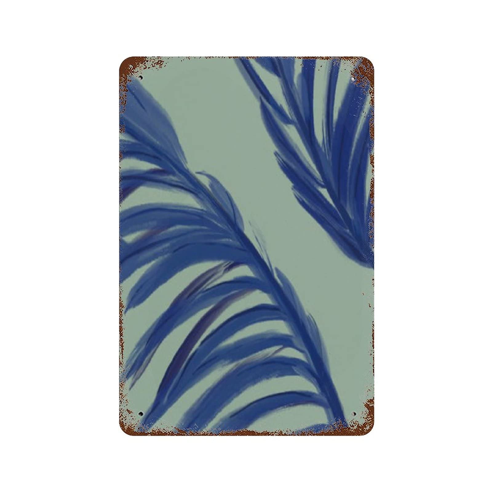 peiyeety Botanical Blue Palm Anique Metal Tin Sign Funny Metal Decor Wall Sign for Home Cafes Pubs Club Plaque Tin Sign Wall Decoration 8x5.5 Inch