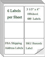 Vista 15 de 100 Sheets 8.5" x11''White Printable Sticker Paper, Full Sheet Label Mailing Shipping Address Label for Laser & Inkjet Printers(100 Sheets)