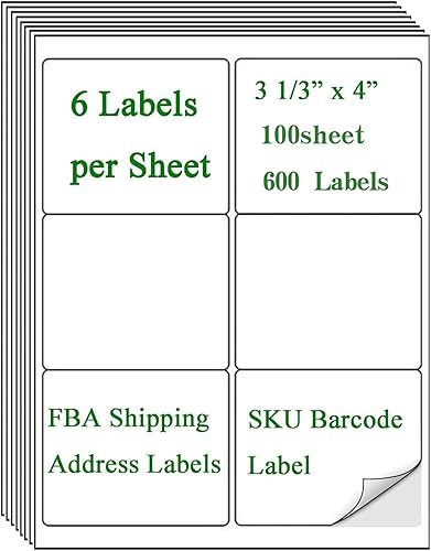 Vista 15 de 100 Sheets 8.5" x11''White Printable Sticker Paper, Full Sheet Label Mailing Shipping Address Label for Laser & Inkjet Printers(100 Sheets)