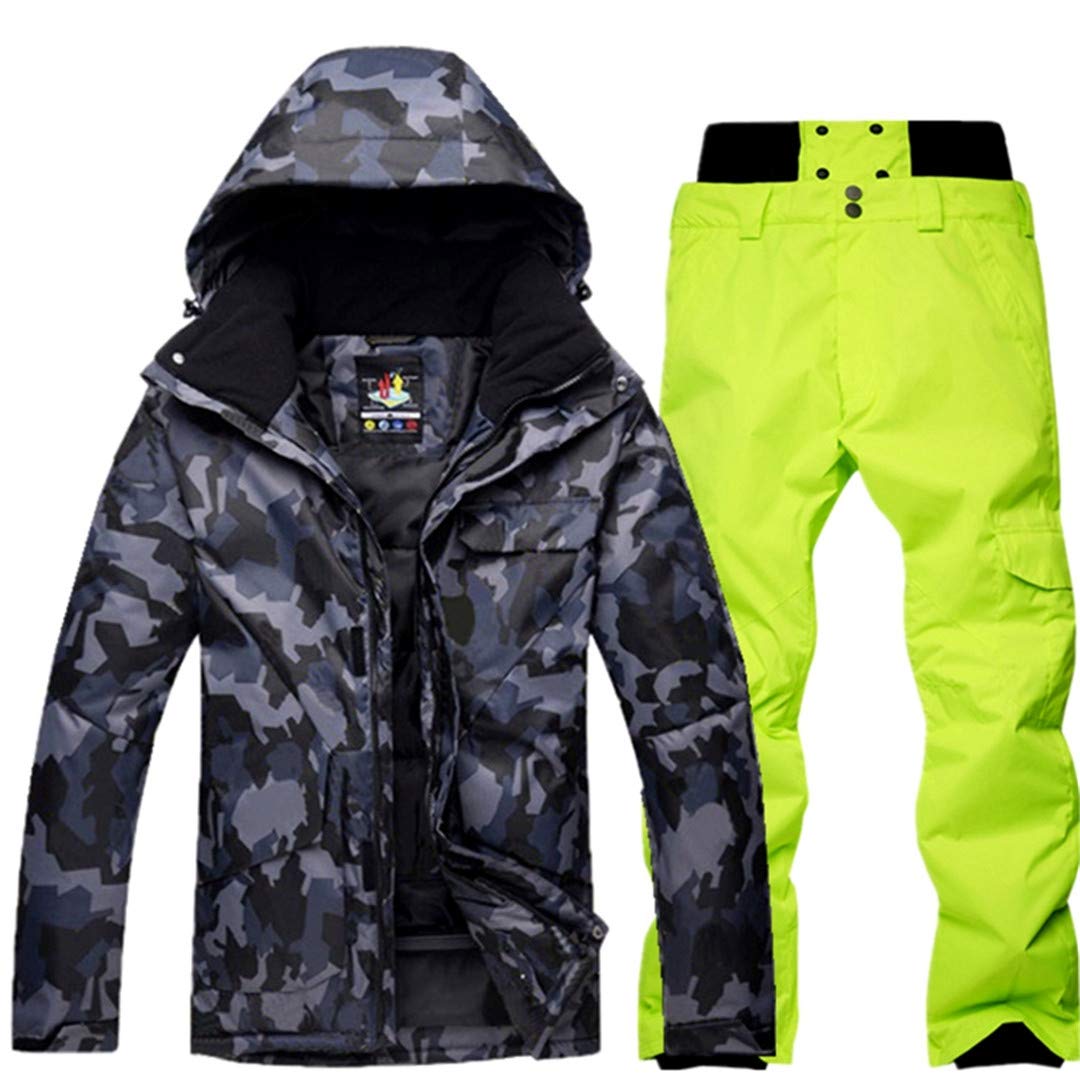 Saeohnssty Męskie outdoorowe wiatroszczelne wodoodporne termiczne zestawy śniegowe narciarstwo snowboard kurtki narciarskie i spodnie garnitur z rękawiczkami 7 S