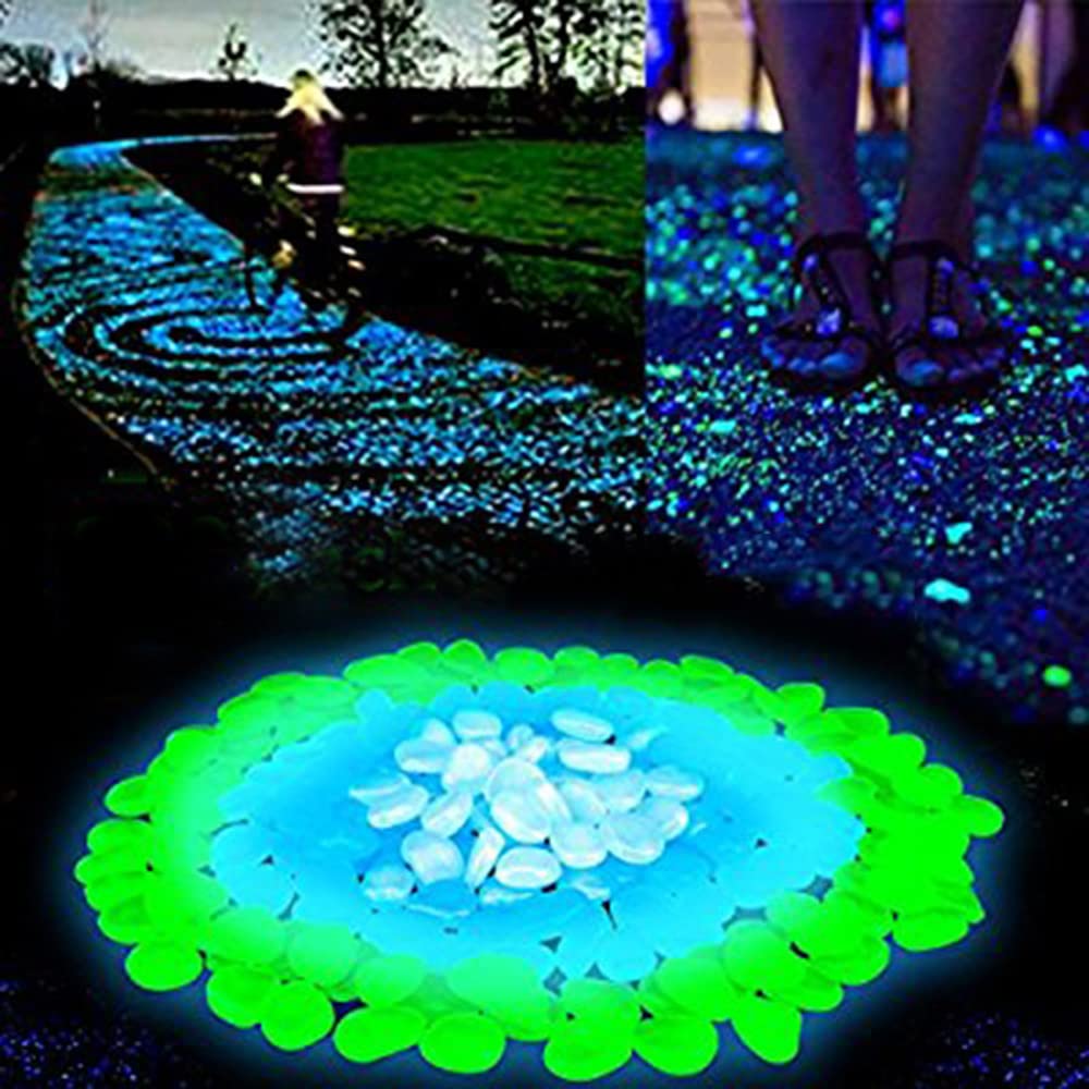 Lot de 300 galets lumineux multicolores pour aquarium, terrarium, jardin Blanc