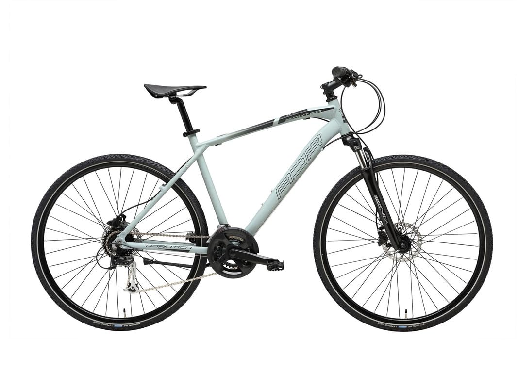 Adriatica Bazam - Bicicletta Hybrid Boxter GS 28", Cambio a 16 Velocità, Telaio in Alloy, Bici Ibrida, Taglia 50, Grigio Opaco