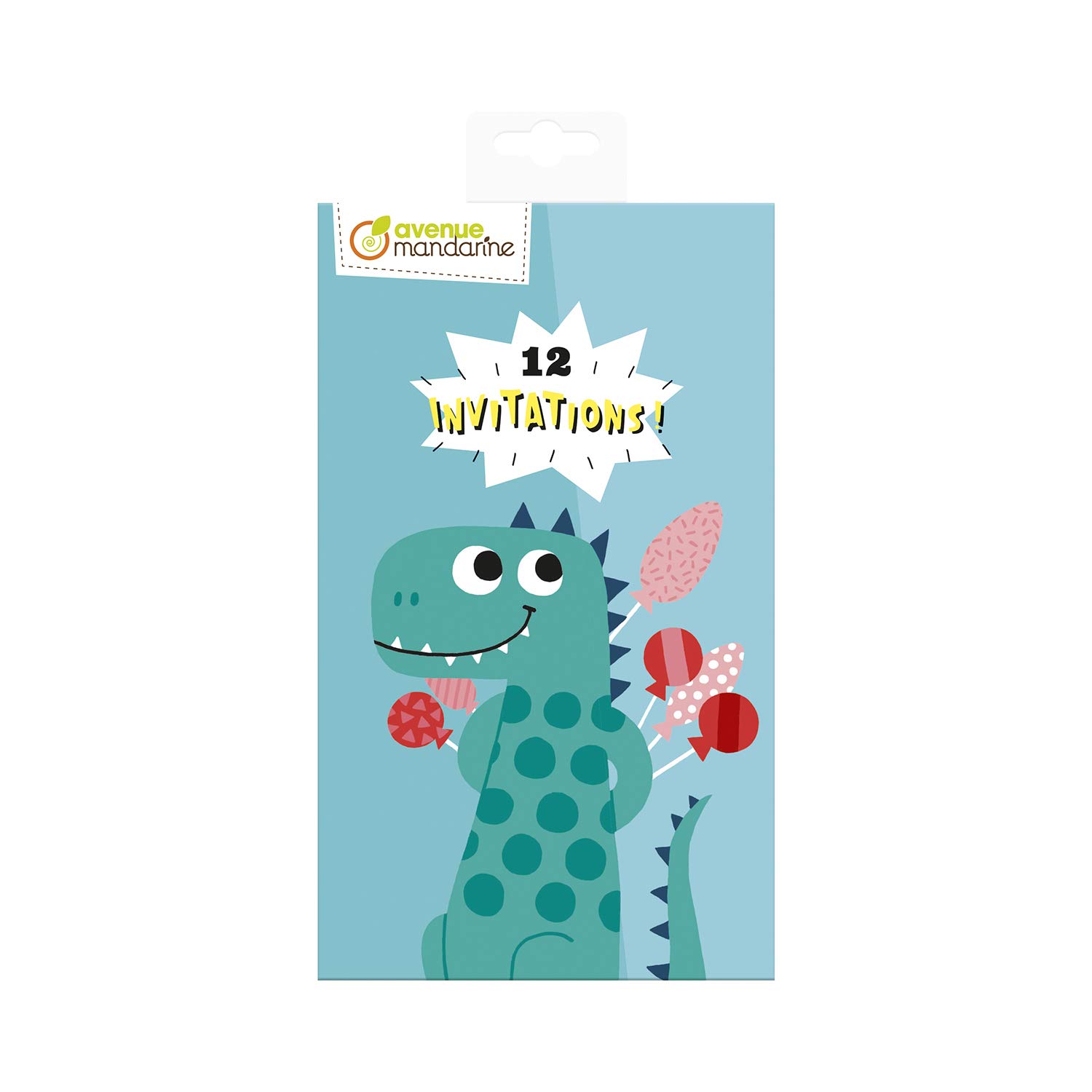 Avenue Mandarine - Ref CO212C - Detachable Invitation Cards - Dinosaur Designs - Booklet of 12 Invitations, Original Illustrations, 160gsm Drawing Paper, Suitbale for Ages 5+