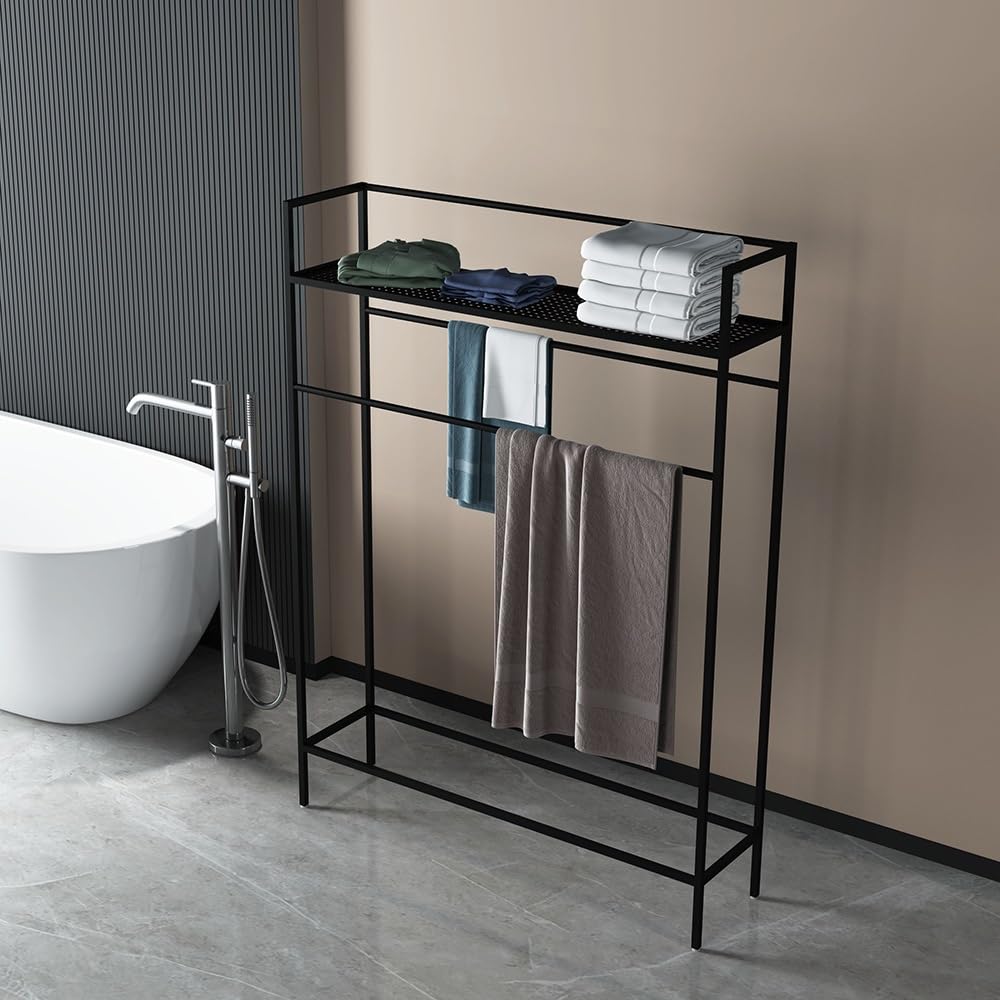 LYGXWJFC Toallero Multifuncional de pie, perforador, Vertical para baño, Percha para Ropa, Ahorro de Espacio (Mediano)