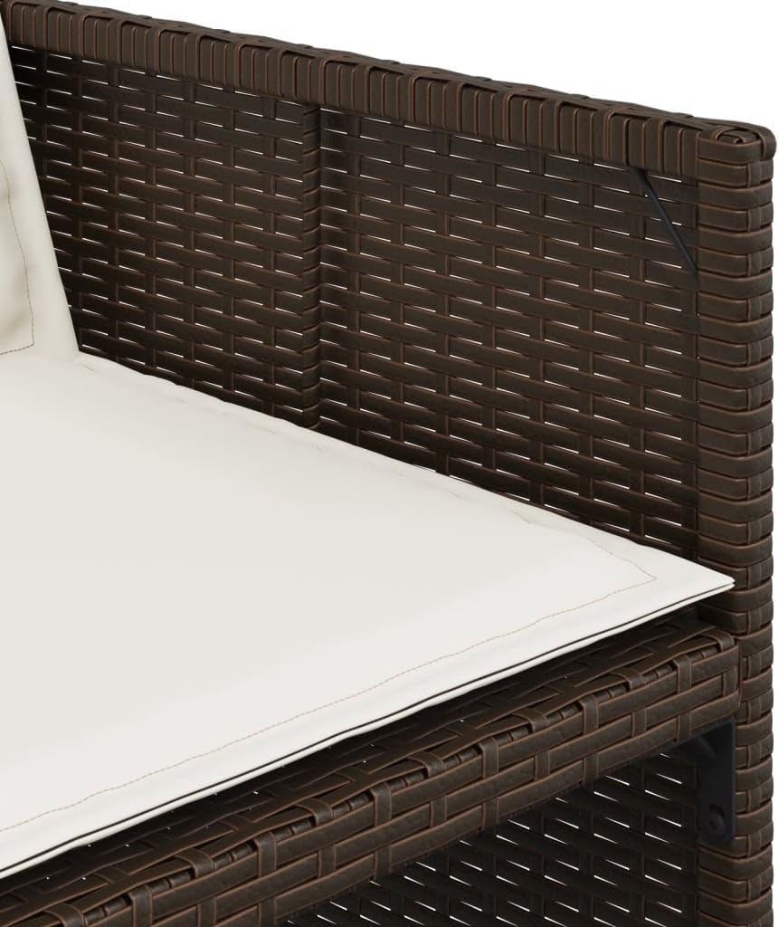 vidaXL Patio Chair Brown Poly Rattan Medium Foldable Patio Chair