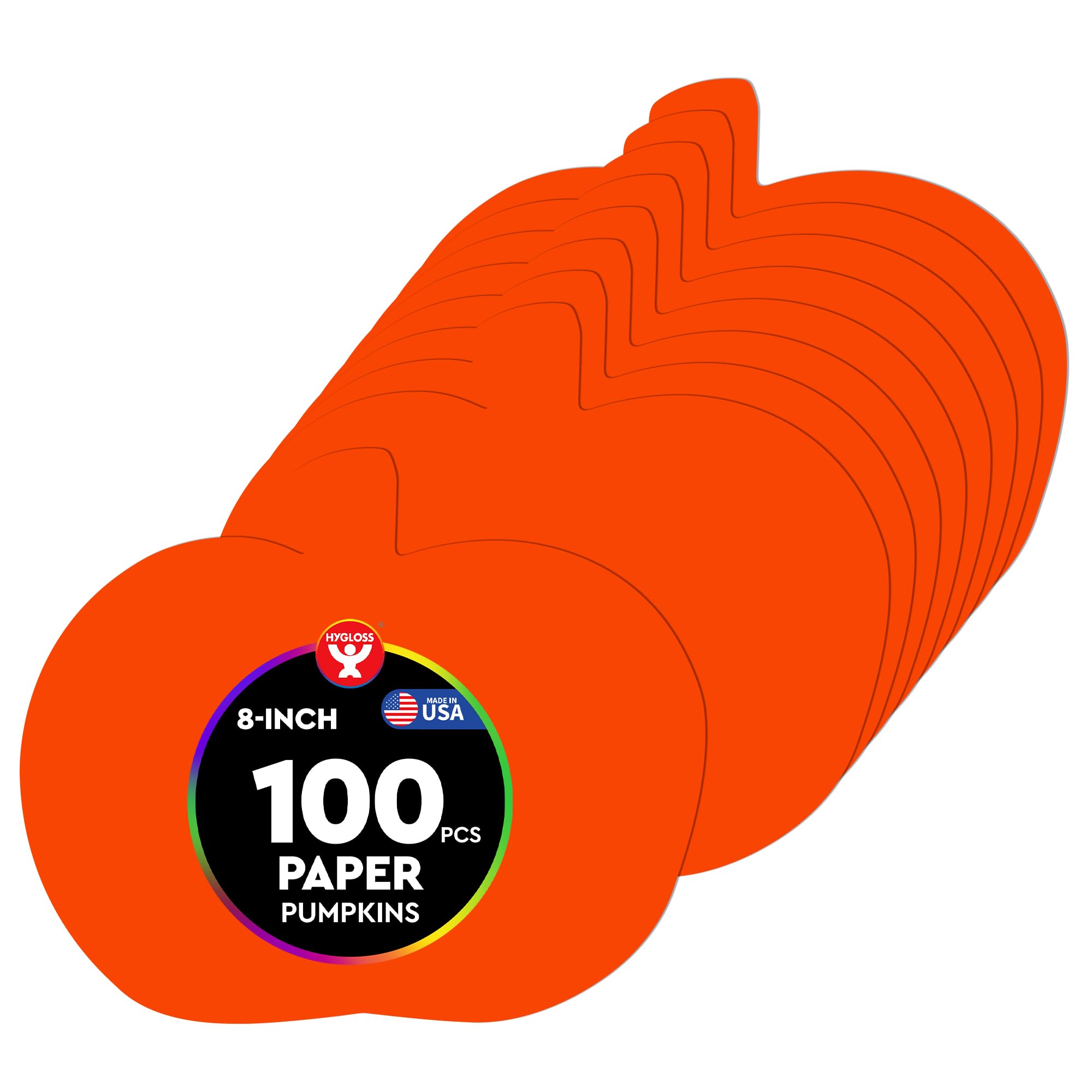 Hygloss Pumpkin Bright Cut Outs Products Shape Paper Arts &amp; Crafts-Many Creative Uses-Fall-Themed Activities-Orange-8 Inches-100 Pcs